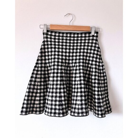 Sandro Gingham Jacquard-knit Mini Skirt Black White Size 36 - Picture 5 of 7